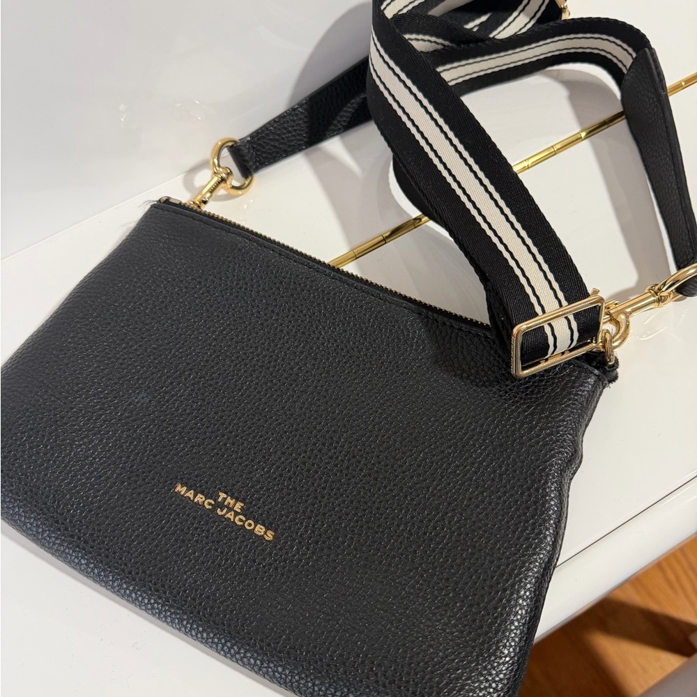 Marc Jacobs Black Crossbody Bag with Gold Accents